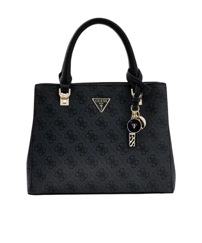 Guess Noelle 4g Monogram Charm Tote Bag In Black
