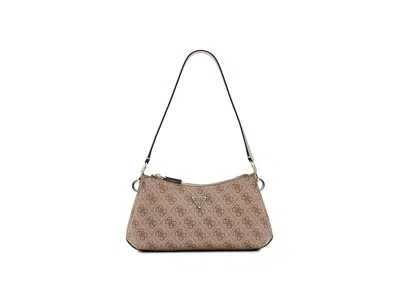 Guess Noelle Ii Triple Comparment Shoulder Crossbody Cross Body Handbags Latte Logo: One Size In Brown