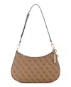 Guess Noelle Small Top-zip Shoulder Bag In Brown