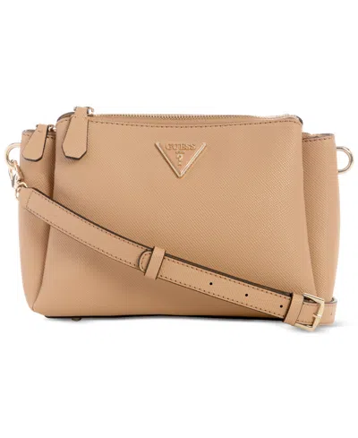 Guess Noelle Triple Compartment Crossbody In Beige