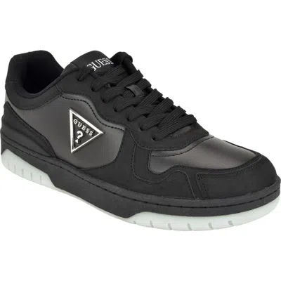 Guess Nomen Faux Leather Sneaker In Black/ Black
