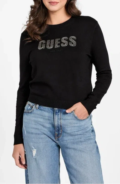 Guess Norah Logo Sweater In Black