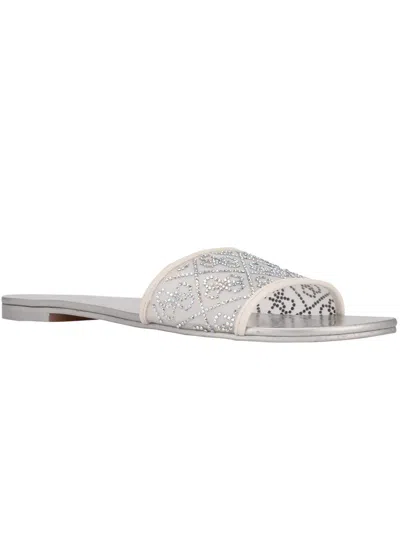 Guess Norrin Womens Slip On Open Toe Slide Sandals In White