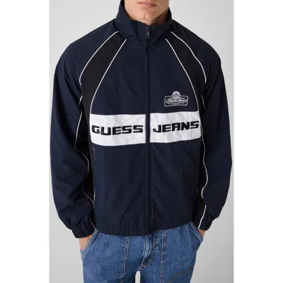 Guess Nylon Track Jacket In Blue
