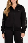 Guess Octavia High Neck Full Zip Sweatshirt In Black