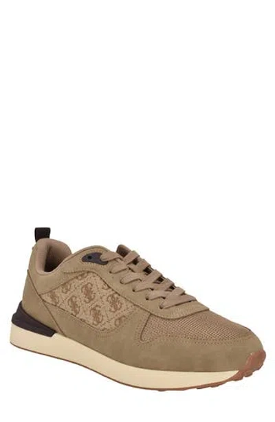 Guess Olivos Sneaker In Taupe Logo Multi
