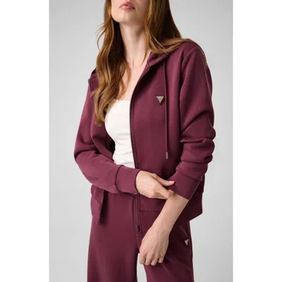 Guess Olympe Full Zip Hoodie In Burgundy