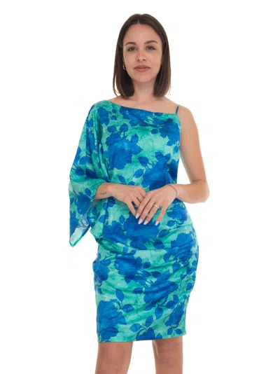 Guess One-shoulder Dress In Azure/green