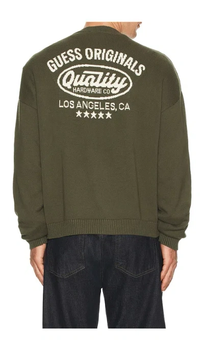 Guess Originals Back Jacquard Sweater In Green
