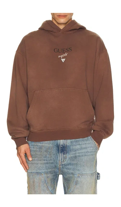 Guess Originals Baker Logo Hoodie In Brown