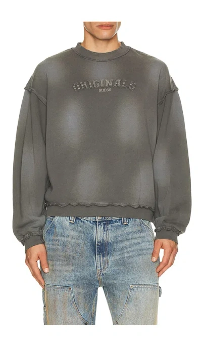 Guess Originals Boxy Crewneck Sweater In Gray