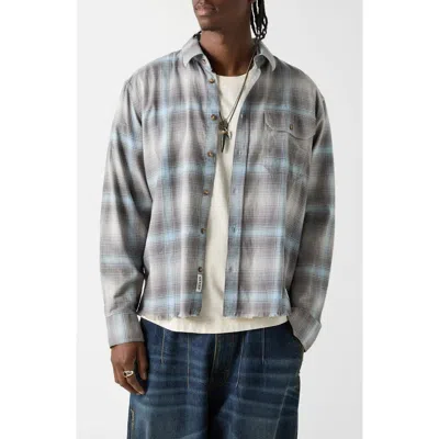 Guess Originals Boxy Fit Plaid Crop Flannel Button-up Shirt In Multi