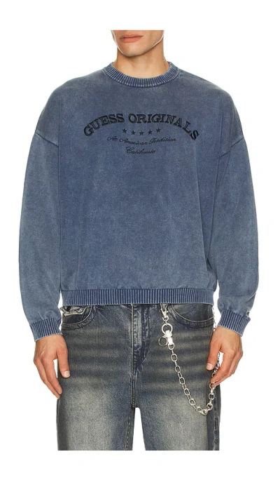 Guess Originals Boxy Logo Sweater In Blue