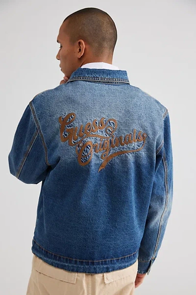Guess Originals Denim Work Jacket In Rinsed Denim, Men's At Urban Outfitters