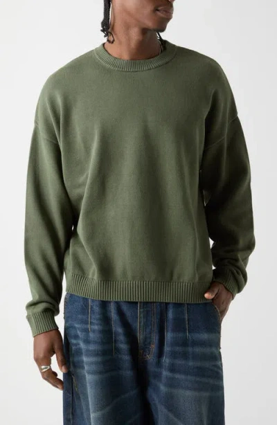 Guess Originals Go Crewneck Jacquard Sweater In Green