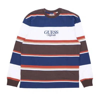 Guess Originals Go Denton Men's Long Sleeve T-shirt Stripe L/s Tee White/multi