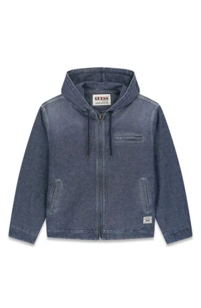 Guess Originals Hooded Canvas Utility Jacket In Blue