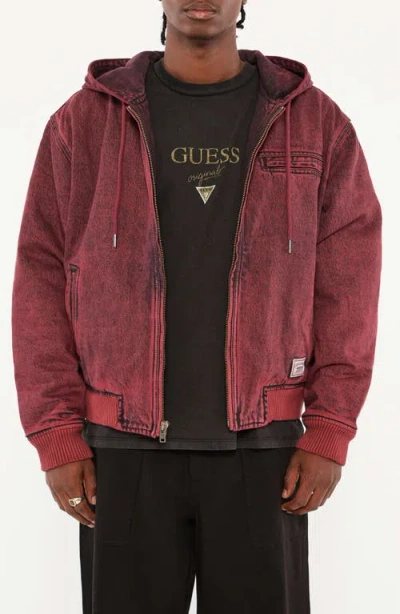 Guess Originals Hooded Sanded Denim Zip Jacket In Gtmw