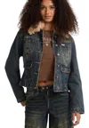 Guess Originals Jeans Jacket With Synthetic Fur Woman  In Multi