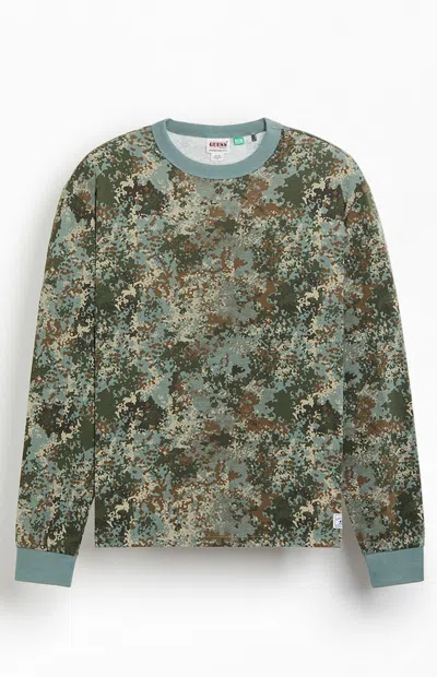 Guess Originals Men's Camo Long Sleeve T-shirt In Camouflage In Green