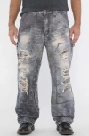 Guess Originals Mending Ripped Wide Leg Jeans In Blue