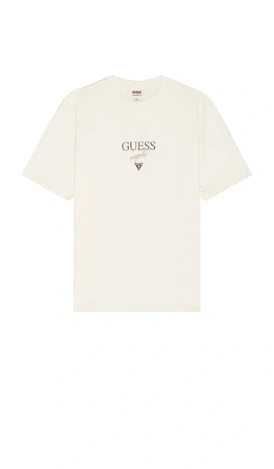 Guess Originals Printed Baker Logo Tee In Cream