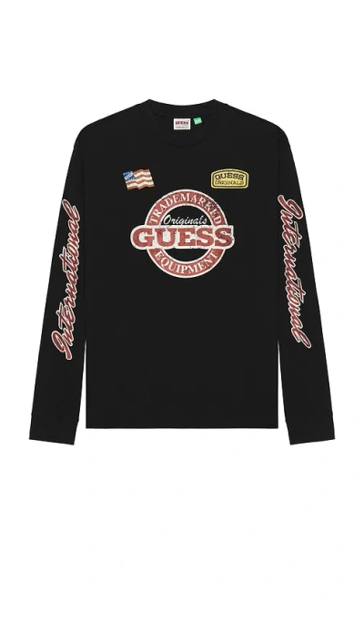 Guess Originals Race Long Sleeve Tee In Black