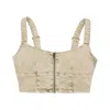 Guess Originals Top Women's W Go Aged Zip Bustier Denim Top Go Aged White In Go Aged White