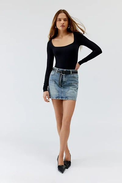 Guess Originals Uo Exclusive Long Sleeve Bodysuit In Black, Women's At Urban Outfitters