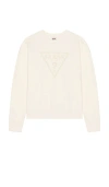 Guess Originals Vintage Triangle Crew Neck Sweatshirt In Cream