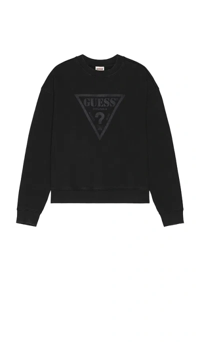 Guess Originals Vintage Triangle Crewneck Sweater In Black