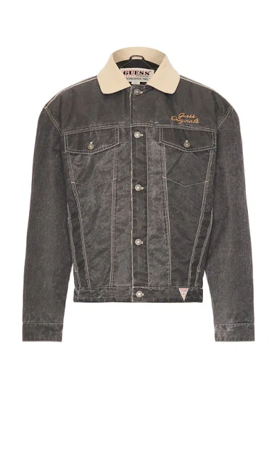 Guess Originals Washed Trucker Jacket In 混墨黑