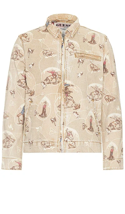 Guess Originals Work Jacket In Printed Cowboy Tan