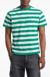 Guess Originals Yarn Dye Stripe Organic Cotton T-shirt In Green