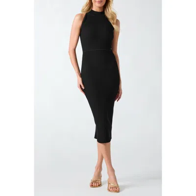Guess Ottoman Curve Mock Neck Sweater Dress In Black