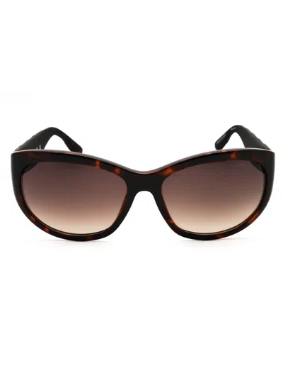 Guess Oval Frame Designer Sunglasses For Women In Brown
