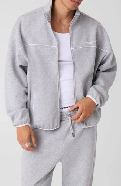 Guess Oversized Scuba Full Zip Sweatshirt In Gray