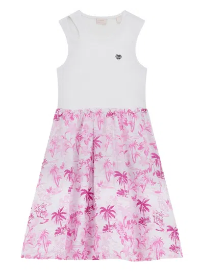 Guess Kids' Palm Tree-print Dress In White