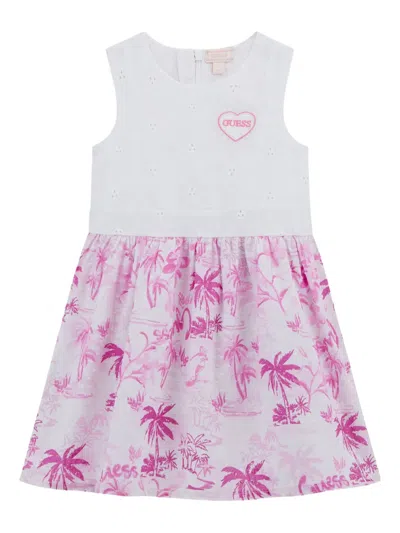 Guess Kids' Palm Tree-print Dress In White