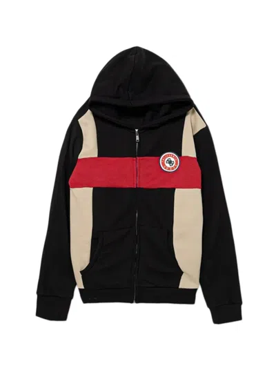 Guess Kids' Panelled Zip-up Hoodie In Black
