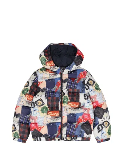 Guess Kids' Patchwork Hooded Jacket In Multi