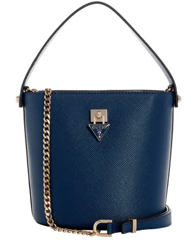 Guess Patsie Small Top Handle Bucket Bag In Blue