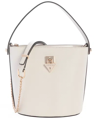 Guess Patsie Small Top Handle Bucket Bag In White