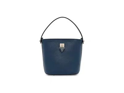 Guess Patsie Top-handle Bucket Satchel Handbags Navy: One Size In Blue