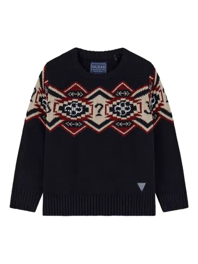 Guess Kids' Pattern Sweater In Blue