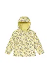 Guess Patterned Hooded Jacket In Yellow