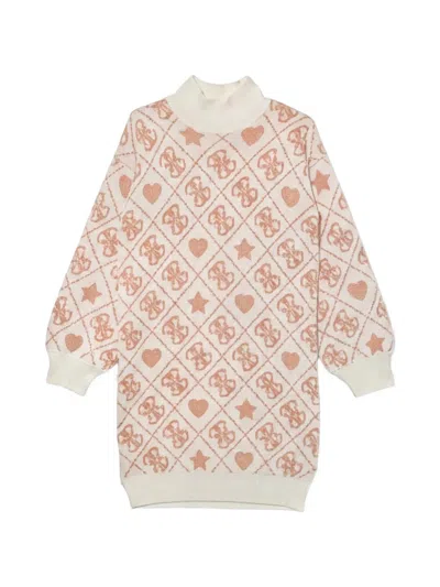 Guess Kids' Patterned Roll-neck Dress In Neutral