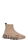 Guess Pause High Top Sock Sneaker In Oat