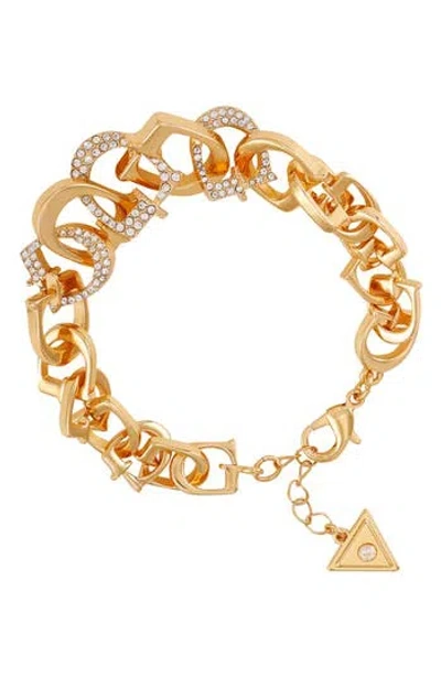 Guess Pavé Crystal 'g' Chain Bracelet In Gold