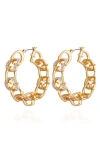 Guess Pavé Crystal 'g' Hoop Earrings In Gold